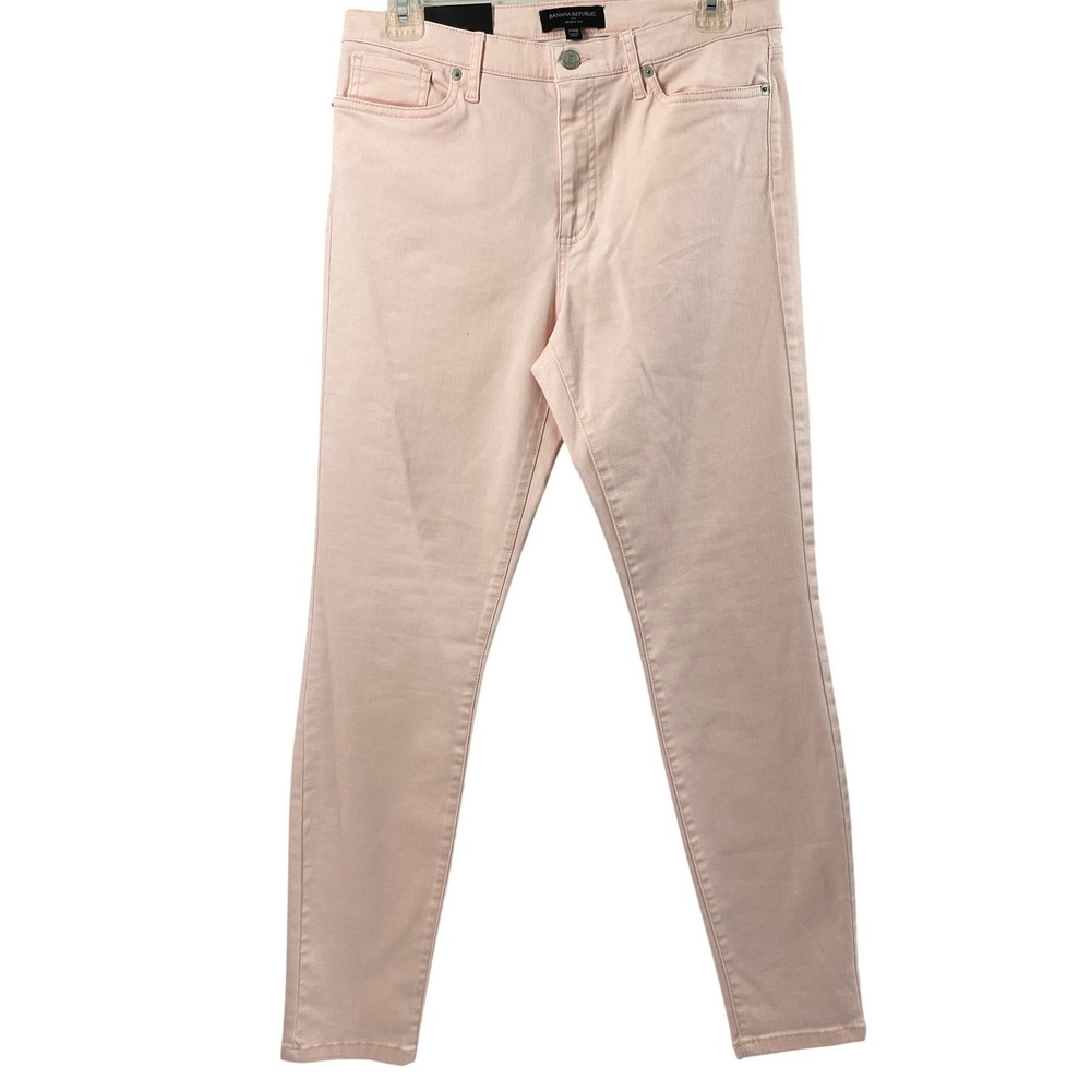 Banana Republic Jeans Womens‎ 8 Mid Rise Pink Denim Skinny Pastel Pants Stretch